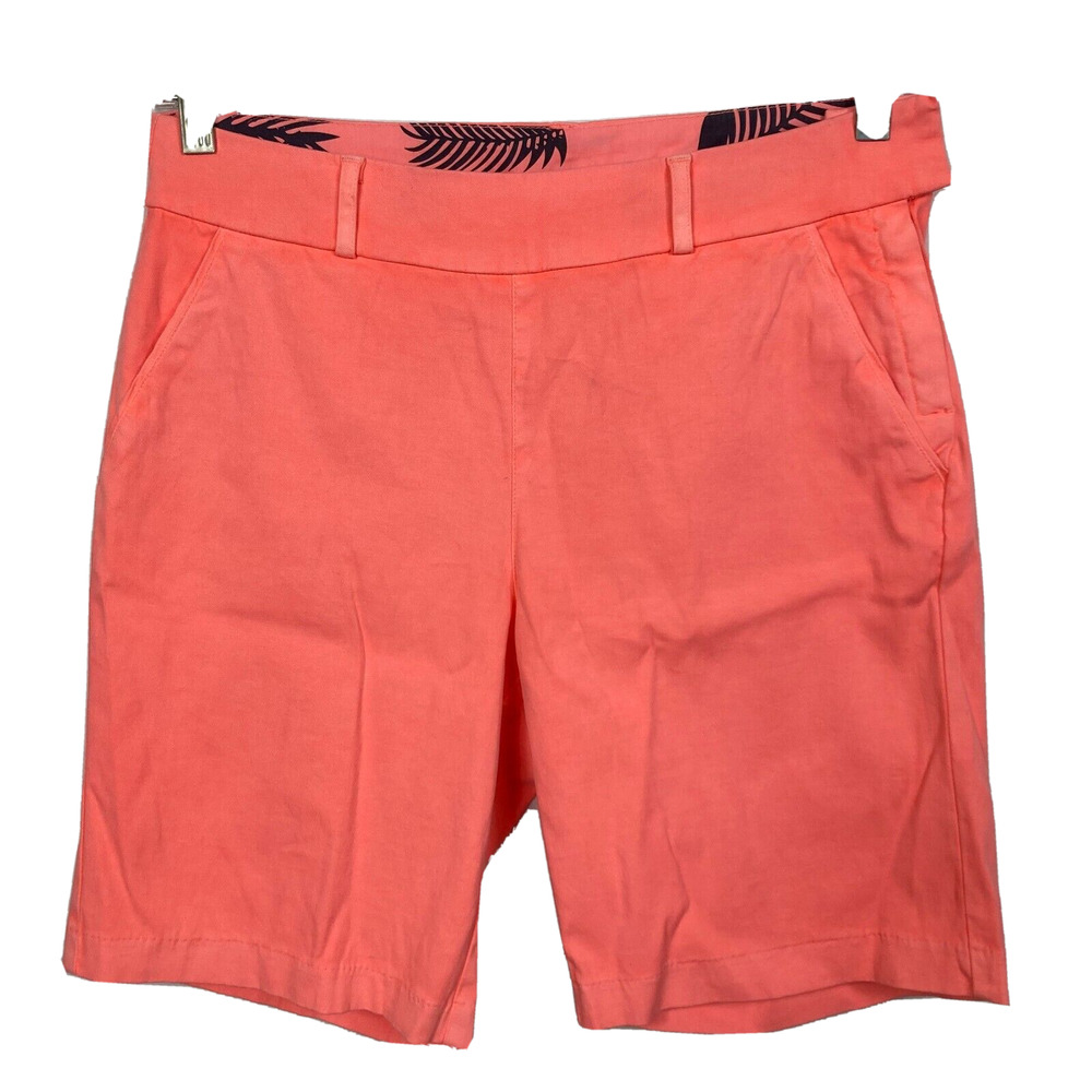 Fresh Produce Shorts Womens Sz 10 Pink Cotton Stretch Twill Bermuda Side Zip